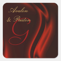 Marquis Red Silk Square Monogram Sticker