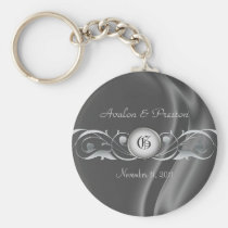Marquis Silk Silver Scroll Pearl Keychain