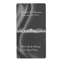 Marquis  Silk Silver Scroll Wine Wedding Label