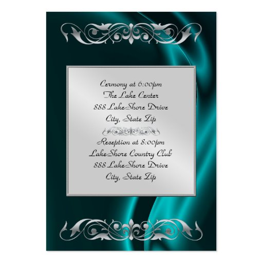 Marquis Teal Silk Silver Guest Info Business Card
