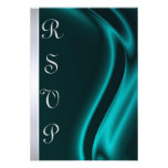 Marquis Teal Silk Silver RSVP Card Invitation