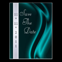 Marquis Teal Silk Silver Save The Date Postcard postcards