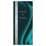 Marquis Teal Silk Silver Wedding Program Custom Rack Card