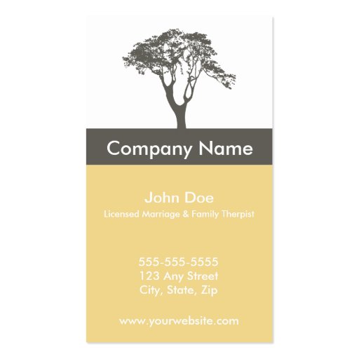 Marriage and Family Therapist Business Card (front side)