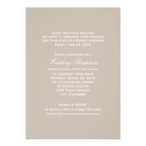 Marriage Announcement & Reception | Beige Taupe