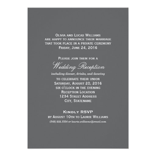 Marriage Announcement & Reception | Charcoal Gray