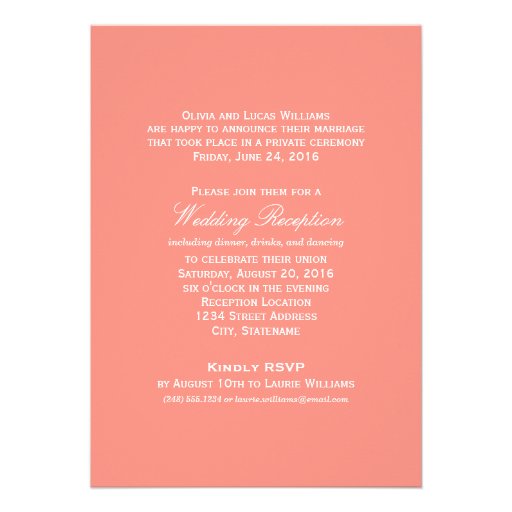 Marriage Announcement & Reception | Coral Pink