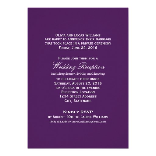 Marriage Announcement & Reception | Dark Purple