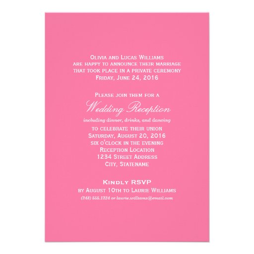 Marriage Announcement & Reception | Flamingo Pink