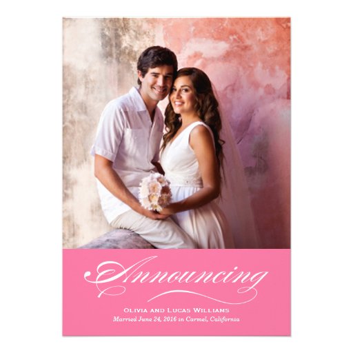 Marriage Announcement & Reception | Flamingo Pink (front side)