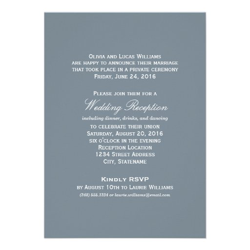 Marriage Announcement & Reception | Slate Gray