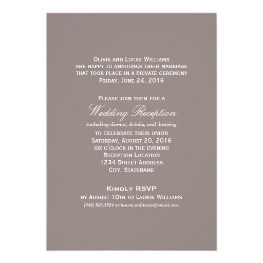 Marriage Announcement & Reception | Warm Gray