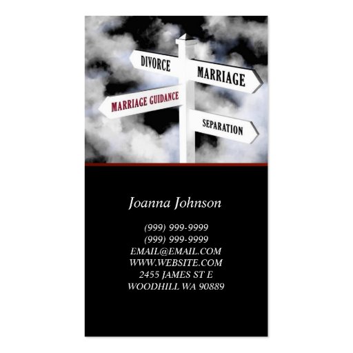 Marriage Counseling Life Coach Therapy Therapist, Business Card (back side)