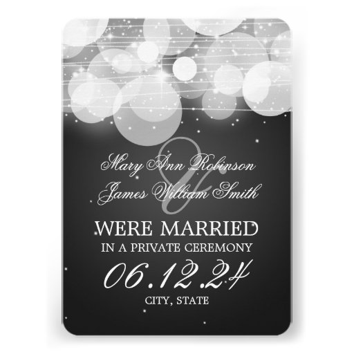 Marriage Elopement Glow & Sparkle Black Personalized Announcements