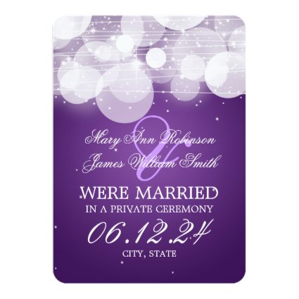 Marriage Elopement Glow & Sparkle Purple Custom Announcements