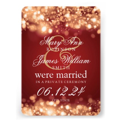 Marriage Elopement Sparkling Lights Gold Personalized Announcement