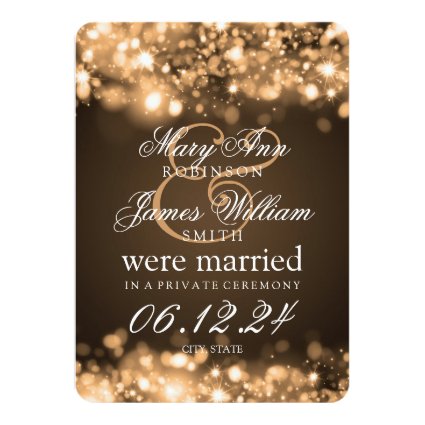 Marriage Elopement Sparkling Lights Gold 4.5x6.25 Paper Invitation Card