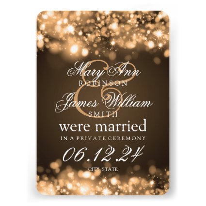 Marriage Elopement Sparkling Lights Gold Invite