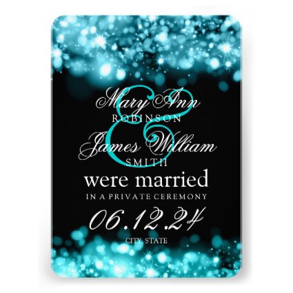 Marriage Elopement Sparkling Lights Turquoise Invites