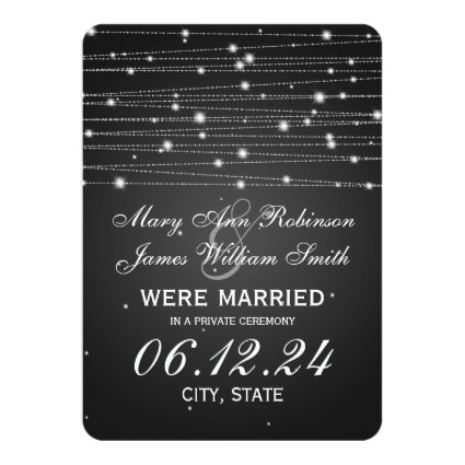 Marriage / Elopement Sparkling Lines Black Personalized Announcement