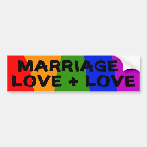 Marriage = Love + Love Sticker Bumper Stickers