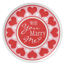 Marriage Proposal - Red Hearts 10" Dinner Plate plates