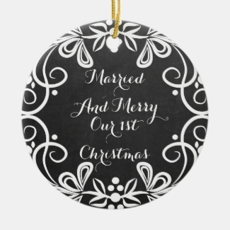 Married And Merry First Christmas Photo Chalkboard
