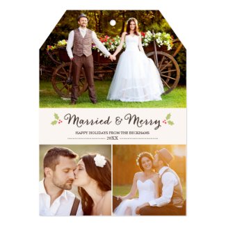 Married and Merry Holly Christmas Photo Card Custom Invitations