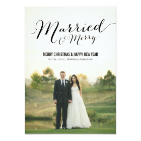 Married Christmas Photo Flat Cards