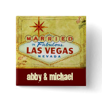 Married in Fabulous Las Vegas - Vintage Button