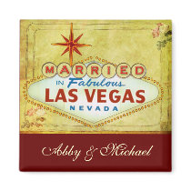 Married in Fabulous Las Vegas - Vintage Refrigerator Magnet