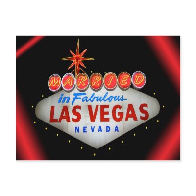 Married in Fabulous Las Vegas Wedding Announcement Post Cards by urbanphotos