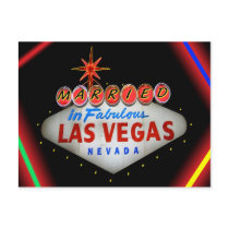 Married in Fabulous Las Vegas Wedding Invitations postcards