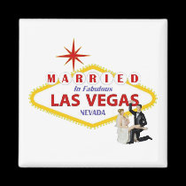 MARRIED In Fabulous Las Vegas with Bride & Groom M magnets