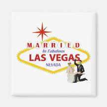 MARRIED In Fabulous Las Vegas with Bride & Groom M Refrigerator Magnets