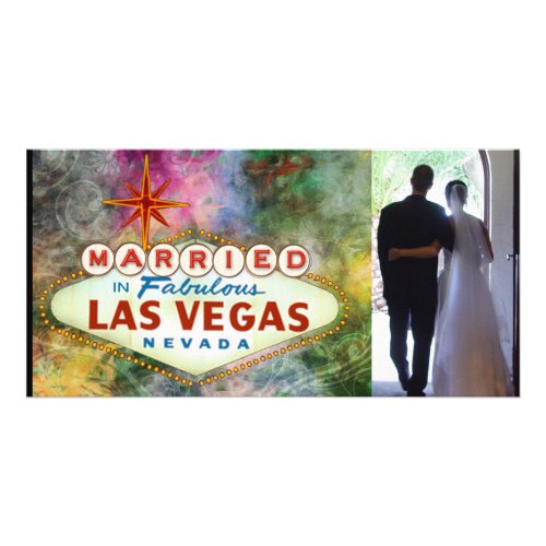 Married in Las Vegas Watercolor Photocard photocard