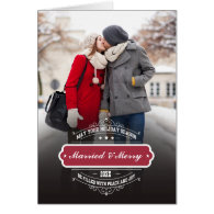 Married & Merry. Christmas Photo Template Cards