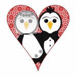 Married Penguin Lace Heart Photo Cutouts