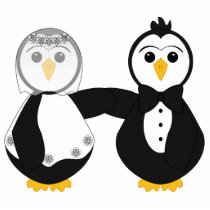 Married Penguins Holding Hands photo sculptures