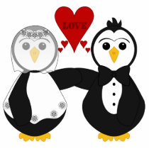 Married Penguins Thinking Love photo sculptures