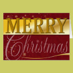 Marry Christmas in Red and Gold Christmas Card cards
