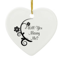 Marry Me Black Diamond Flower Engagement Ornament