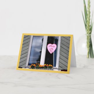 Marry Me Decal On Cottage Window Valentines Day Greeting Card