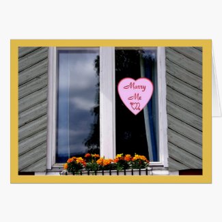 Marry Me Decal On Cottage Window Valentines Day Greeting  Card