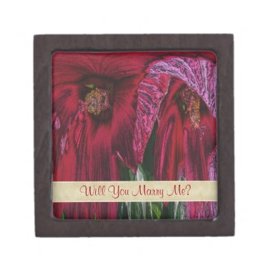 Marry Me Red Hibiscus Abstract Engagement Ring Box Premium Gift Box by 
