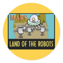 MARS - LAND OF THE ROBOTS ROUND STICKERS