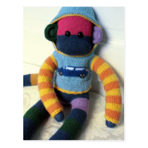 Mars Sock Monkey Post Card - Blueberry postcards