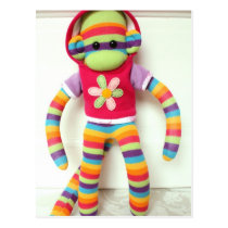 Mars Sock Monkey Post Card - Davina postcards