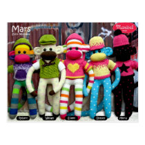 Mars Sock Monkey Post Card - Graffiti postcards