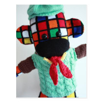 Mars Sock Monkey Post Card - Kristjen postcards
